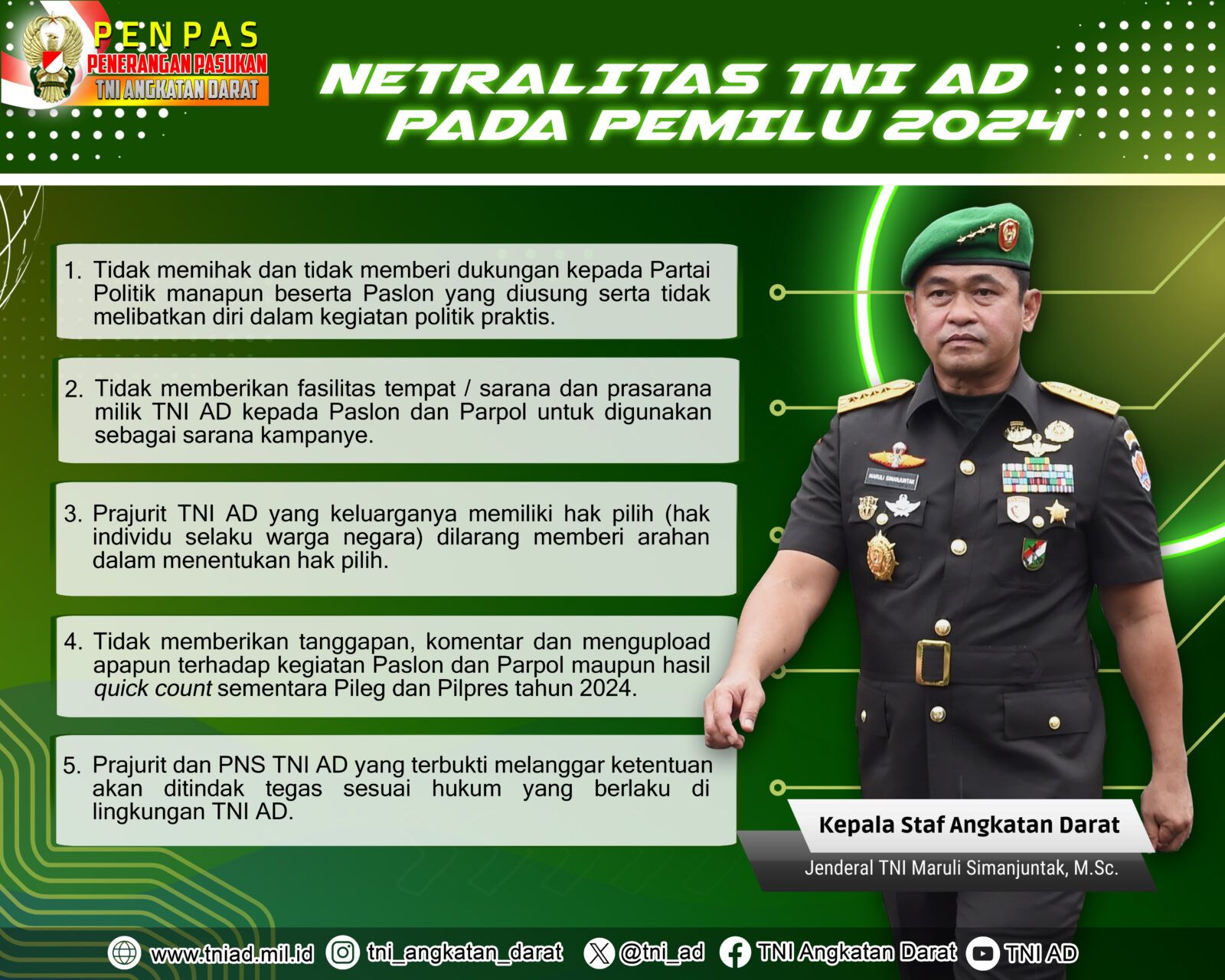 Netralitas TNI AD Pada Pemili 2024